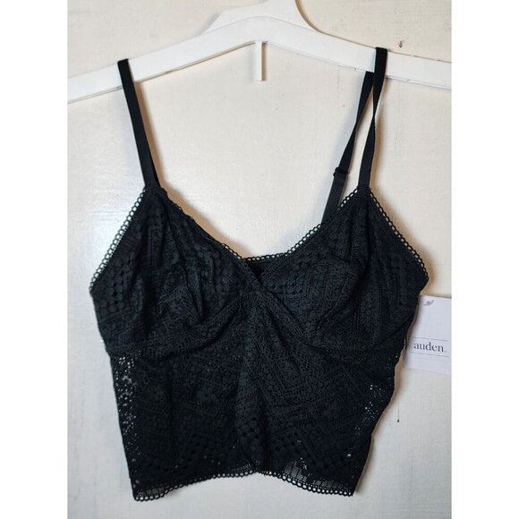 New Auden Women's Black Long Line Bralette Lightly Line Adjustable Straps Size S - Picture 1 of 5